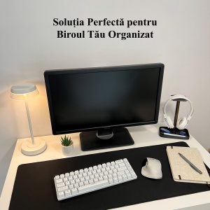 Suport pentru casti de birou cu tavita, Negru, Aluminiu eloxat, imprimat 3D din PLA (Bioplastic), Material moale - Img 5