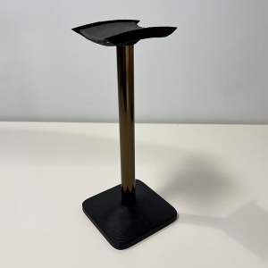 Suport pentru casti de birou, Negru, Aluminiu eloxat, imprimat 3D din PLA (Bioplastic), Material moale