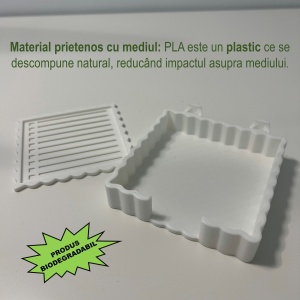Suport pentru notite de birou cu spatiu dedicat pentru pixuri + sablon pentru liste personalizate, Alb,9.5 cm, imprimat 3D din PLA (Bioplastic) - Img 3