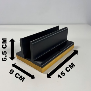 Suport vertical pentru laptop cu baza din lemn natural, Latime Reglabila 14-27 mm, Protectie anti-alunecare, negru, imprimat 3D din PLA (Bioplastic) - Img 6
