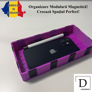 Tavita modulara magnetica, Mov, 9 X 18 cm, imprimat 3D din PLA (Bioplastic)