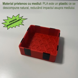 Tavita modulara magnetica, Rosu, 9 X 9 cm, imprimat 3D din PLA (Bioplastic) - Img 2