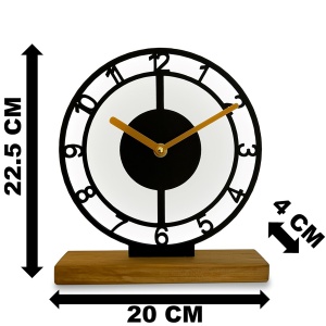 Ceas de birou - Mecanism SILENTIOS – DECORADI®, Eco-friendly, Baza din Lemn Natural, Afisare cu cifre arabe, Design Abstract, Negru 22 cm – Cadou sau Ceas de camera decorativ cu design modern, Printat 3D din PLA ECO(plastic biodegradabil) - Img 6