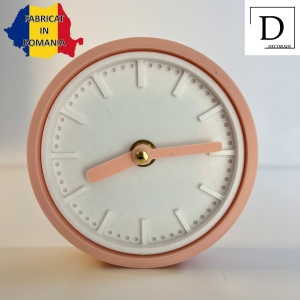 Ceas de birou - Mecanism SILENTIOS – DECORADI®, Eco-friendly, Design Modern, Colectie Spectrum, Alb / Roz deschis, Diametru 11cm – Cadou sau Ceas de camera decorativ cu design modern, Printat 3D din PLA ECO(plastic biodegradabil) - Img 2
