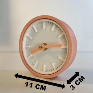 Ceas de birou - Mecanism SILENTIOS – DECORADI®, Eco-friendly, Design Modern, Colectie Spectrum, Alb / Roz deschis, Diametru 11cm – Cadou sau Ceas de camera decorativ cu design modern, Printat 3D din PLA ECO(plastic biodegradabil) - Img 6