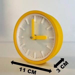 Ceas de birou - Mecanism SILENTIOS – DECORADI®, Eco-friendly, Design Modern, Colectie Spectrum, Alb / Galben, Diametru 11cm – Cadou sau Ceas de camera decorativ cu design modern, Printat 3D din PLA ECO(plastic biodegradabil) - Img 6