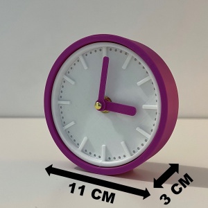 Ceas de birou - Mecanism SILENTIOS – DECORADI®, Eco-friendly, Design Modern, Colectie Spectrum, Alb / Mov, Diametru 11cm – Cadou sau Ceas de camera decorativ cu design modern, Printat 3D din PLA ECO(plastic biodegradabil) - Img 6