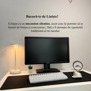 Ceas de birou - Mecanism SILENTIOS – DECORADI®, Eco-friendly, Design Modern, Colectie Spectrum, Alb / Maro deschis, Diametru 11cm – Cadou sau Ceas de camera decorativ cu design modern, Printat 3D din PLA ECO(plastic biodegradabil) - Img 4
