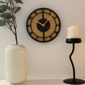 Ceas decorativ de perete, Mecanism SILENTIOS, DECORADI®, Diametru 21 cm, Afisare cu cifre arabe, Eco-friendly, Cadran din LEMN NATURAL, Design Modern, Alb, Printat 3D din PLA ECO(plastic biodegradabil) - Img 3