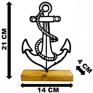 Decoratiune Casa, Ancora – DECORADI®, Eco-friendly, Baza din Lemn Natural, Design Modern, Negru 21cm – Cadou sau Decoratiune de interior ideala pentru iubitorii de navigatie, etc. Printat 3D din PLA ECO (plastic biodegradabil) - Img 6