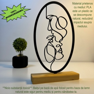 Decoratiune Casa, Indragostiti – DECORADI®, Eco-friendly, Baza din Lemn Natural, Cadou romantic pentru INDRAGOSTITI, Negru 23 cm – Decoratiune de interior cu Design Modern, Printat 3D din PLA Eco (plastic biodegradabil) - Img 3