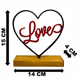 Decoratiune Casa, Inima LOVE – DECORADI®, Eco-friendly, Baza din Lemn Natural, Cadoul Perfect pentru persoana IUBITA, Negru / Rosu 15cm – Decoratiune de interior cu Design Modern, Printat 3D din PLA Eco (plastic biodegradabil) - Img 6