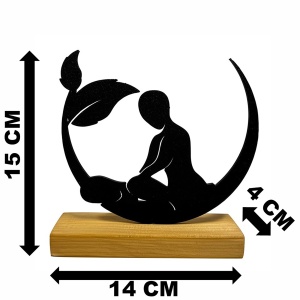 Decoratiune Casa, Masaj – DECORADI®, Eco-friendly, Baza din Lemn Natural, Design Modern, Negru 15cm – Cadou sau Decoratiune de interior ideala pentru salon de masaj, Printat 3D din PLA ECO(plastic biodegradabil) - Img 6