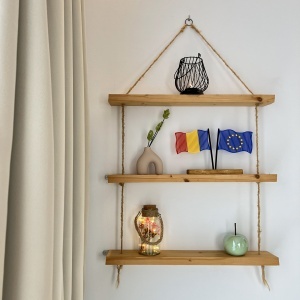 Decoratiune Casa, Steag RO & UE – DECORADI®, Eco-friendly, Baza din Lemn Natural, Design Abstract, Multicolor 17.5cm – Cadou sau Decoratiune de interior cu design modern, Printat 3D din PLA Eco (plastic biodegradabil) - Img 5