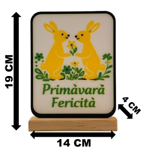 Decoratiune de Paste, Primavara Fericita, Eco-friendly, Baza din Lemn Natural, Multicolor, 19 cm, Handmade, Decor Interior Birou, Sufragerie, Cadou Paste, Printat 3D din PLA Eco (plastic biodegradabil), DECORADI® - Img 6