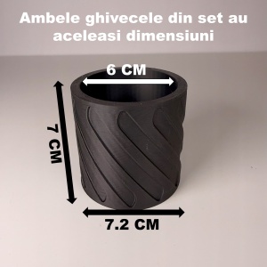 Set 2 Ghivece pentru plante mici (plantele nu sunt incluse), Diametru intern 6 cm, Negru, Printat 3D din PLA ECO(plastic biodegradabil) - Img 6
