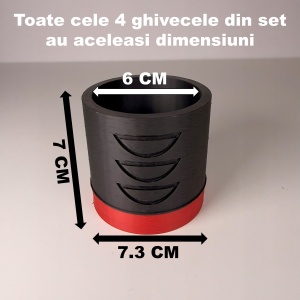 Set 4 Ghivece pentru plante mici (plantele nu sunt incluse), Diametru intern 6 cm, Rosu / Negru, Printat 3D din PLA ECO(plastic biodegradabil) - Img 6