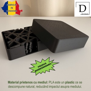 Set 6 suporturi / coastere pahare, patrat, 10 X 10 cm, Negru, cutie inclusa, imprimate 3D - Img 3