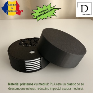 Set 6 suporturi / coastere pahare, Yin Yang, rotund, diametru 9 cm, alb / negru, cutie inclusa, imprimate 3D - Img 3