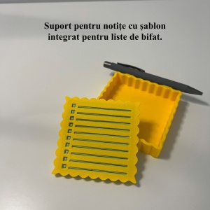 Suport pentru notite de birou cu spatiu dedicat pentru pixuri cu sablon pentru liste personalizate, Galben,9.5 cm, imprimat 3D din PLA Bioplastic - Img 4