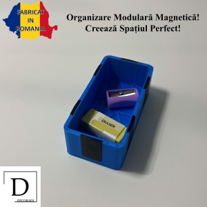 Tavita modulara magnetica, Albastru, 9 X 4.5 cm, imprimat 3D din PLA (Bioplastic)