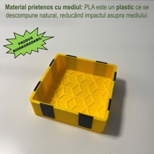Tavita modulara magnetica, Galben, 9 X 9 cm, imprimat 3D din PLA (Bioplastic) - Img 2