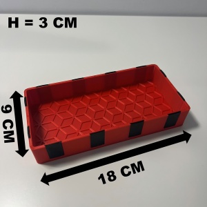 Tavita modulara magnetica, Rosu, 9 X 18 cm, imprimat 3D din PLA (Bioplastic) - Img 6