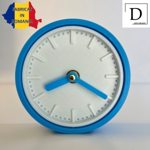 Ceas de birou - Mecanism SILENTIOS – DECORADI®, Eco-friendly, Design Modern, Colectie Spectrum, Alb / Albastru deschis, Diametru 11cm – Cadou sau Ceas de camera decorativ cu design modern, Printat 3D din PLA ECO(plastic biodegradabil) - Img 2