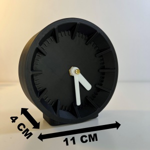 Ceas de birou - Mecanism SILENTIOS – DECORADI®, Eco-friendly, Design Modern, Negru, Diametru 11 cm – Cadou sau Ceas de camera decorativ cu design modern, Printat 3D din PLA ECO(plastic biodegradabil) - Img 6