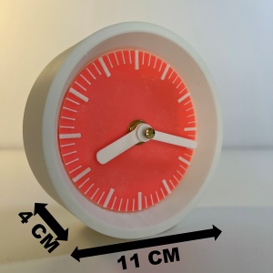 Ceas de birou - Mecanism SILENTIOS – DECORADI®, Eco-friendly, Design Modern, Colectie Kaleia, Alb / Roz, Diametru 11cm – Cadou sau Ceas de camera decorativ cu design modern, Printat 3D din PLA ECO (plastic biodegradabil) - Img 6