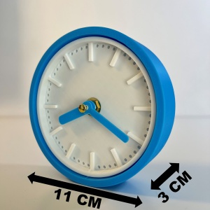 Ceas de birou - Mecanism SILENTIOS – DECORADI®, Eco-friendly, Design Modern, Colectie Spectrum, Alb / Albastru deschis, Diametru 11cm – Cadou sau Ceas de camera decorativ cu design modern, Printat 3D din PLA ECO(plastic biodegradabil) - Img 6