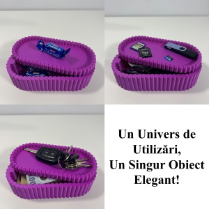 Cutiuta eleganta cu capac magnetic, Multifunctionala, Mov, 17,5 X 8,5 X 5 cm, imprimat 3D din PLA (Bioplastic) - Img 4
