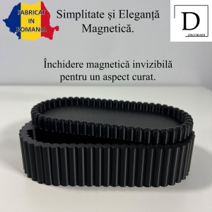 Cutiuta eleganta cu capac magnetic, Multifunctionala, Negru, 17,5 X 8,5 X 5 cm, imprimat 3D din PLA (Bioplastic)
