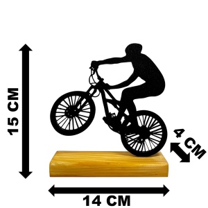 Decoratiune Casa, Biciclist – DECORADI®, Eco-friendly, Baza din Lemn Natural, Design Modern, Negru 15cm – Cadou sau Decoratiune de interior ideala pentru ciclisti, Printat 3D din PLA Eco (plastic biodegradabil) - Img 6