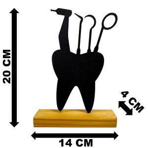 Decoratiune Casa, Dentist – DECORADI®, Eco-friendly, Baza din Lemn Natural, Design Modern, Negru 20cm – Cadou sau Decoratiune de interior ideala pentru Medic Stomatolog, Printat 3D din PLA Eco(plastic biodegradabil) - Img 6
