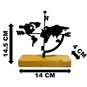 Decoratiune Casa, Harta Lumii – DECORADI®, Eco-friendly, Baza din Lemn Natural, Design Modern, Negru 14.5cm – Cadou sau Decoratiune de interior ideala pentru iubitorii de calatorii, Printat 3D din PLA ECO (plastic biodegradabil) - Img 6