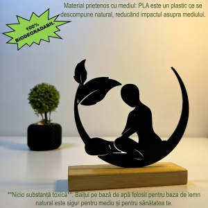 Decoratiune Casa, Masaj – DECORADI®, Eco-friendly, Baza din Lemn Natural, Design Modern, Negru 15cm – Cadou sau Decoratiune de interior ideala pentru salon de masaj, Printat 3D din PLA ECO(plastic biodegradabil) - Img 3