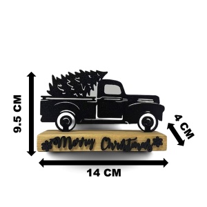 Decorațiune Crăciun, Mașinuță cu Brad și Text „Merry Christmas”– Eco-friendly, Baza din Lemn Natural, Negru 9.5cm, Handmade, Decor Interior Birou, Sufragerie, Cadou Crăciun, Printat 3D din PLA Eco (plastic biodegradabil), DECORADI® - Img 6