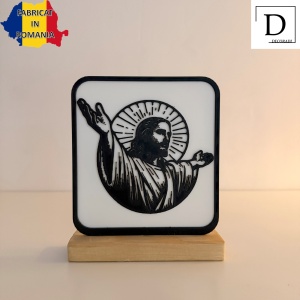 Decoratiune religioasa Iisus Hristos, DECORADI, Design Modern, Alb/Negru, 17x14x4cm - Img 2
