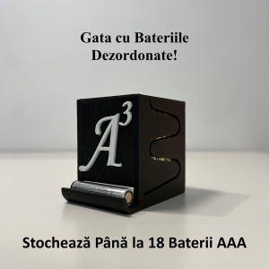 Organizator baterii AAA (LR3), Stocare pana la 18 Baterii AAA, negru, imprimat 3D din PLA (Bioplastic) - Img 2