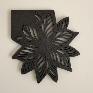 Set 4 suporturi / coastere pahare, Floare, 10 X 9.5 cm, Negru, imprimate 3D - Img 5