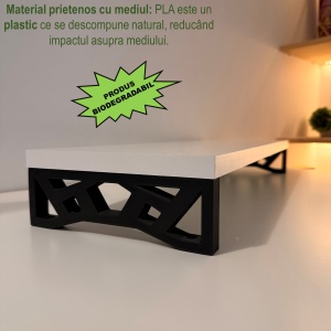 Suport monitor, 60 X 20 X 8 CM, Picioare printate 3D din PLA (Bioplastic), Alb, Panou din Pal - Img 3