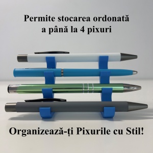 Suport pentru 4 pixuri, Albastru, imprimat 3D din PLA (Bioplastic) - Img 2