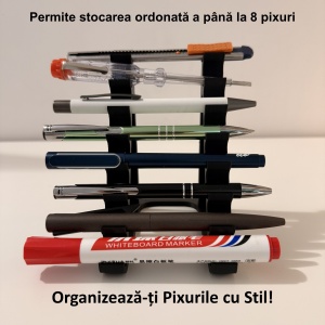 Suport pentru 8 pixuri, Negru, imprimat 3D din PLA (Bioplastic) - Img 2