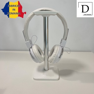 Suport pentru casti de birou, Alb, Aluminiu eloxat, imprimat 3D din PLA (Bioplastic), Material moale - Img 2