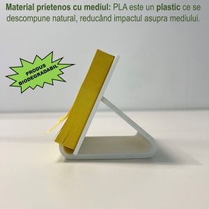 Suport pentru notite de birou cu sablon pentru liste personalizate, Alb, 8 cm, imprimat 3D din PLA (Bioplastic) - Img 3