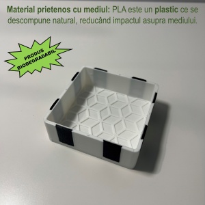 Tavita modulara magnetica, Alb, 9 X 9 cm, imprimat 3D din PLA (Bioplastic) - Img 2