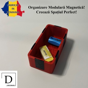 Tavita modulara magnetica, Rosu, 9 X 4.5 cm, imprimat 3D din PLA (Bioplastic)