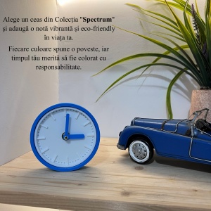 Ceas de birou - Mecanism SILENTIOS – DECORADI®, Eco-friendly, Design Modern, Colectie Spectrum, Alb / Albastru, Diametru 11cm – Cadou sau Ceas de camera decorativ cu design modern, Printat 3D din PLA ECO(plastic biodegradabil) - Img 5