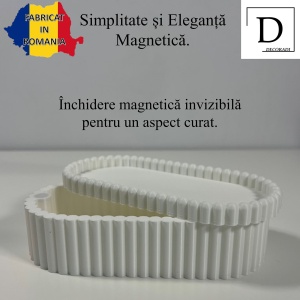 Cutiuta eleganta cu capac magnetic, Multifunctionala, Alb, 17,5 X 8,5 X 5 cm, imprimat 3D din PLA (Bioplastic)